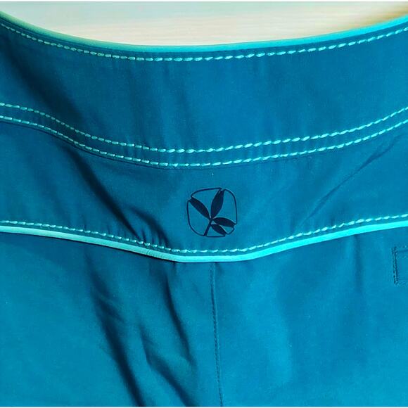 Title Nine Carve Designs Board Shorts Lace Up Sz 14 XL Teal Green Swim Unlined - Picture 7 of 11